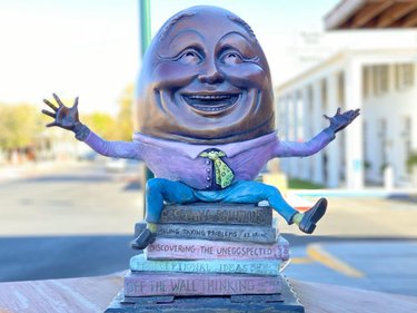 “Eggcited” by Kimber Fiebiger⁣
⁣⁣
I love this artist’s take on Humpty Dumpty. If you like art sculptures, there are lots of these treasures found in downtown Boulder City, Nevada.⁣
⁣⁣⁣⁣⁣⁣⁣
📸 November 2020 📍 travelnevada bouldercitynevada #BoulderCity #Nevada⁣⁣⁣⁣⁣⁣⁣⁣⁣
⁣⁣⁣⁣⁣⁣⁣⁣⁣⁣
⁣⁣⁣⁣⁣
⁣⁣⁣⁣⁣
⁣⁣⁣⁣⁣⁣⁣⁣⁣⁣
⁣⁣⁣⁣⁣⁣⁣⁣⁣⁣⁣⁣⁣⁣⁣⁣⁣#Art #Sculpture #Culture #Trip #Travel #TravelDeeper #travelgram #Wander #RoadTrip #Explore #Wanderlust #BeautifulDestinations⁣⁣ #seetheworld #instaart #artwork #artcollective #artgram #artistic #artistsoninstagram #artofinstagram #treasure #artphotography #travelphotography #mustsee #eggcited #humptydumpty #artlife #bronze