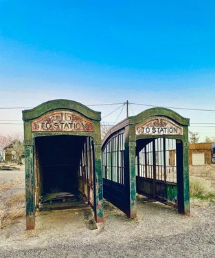 As we continue to explore the interesting town of Goldfield,Nevada. 
We stumbled upon two vintage subway entryways. The interesting thing is that Goldfield never had a subway system. I guess we will never know where they came from but it is truly fascinating to see them in person.  Fun fact : The first subway in America was built in Boston, Massachusetts in 1897. 

#NevadaSilverTrails #DFMI  #US95 #familytravel #vintagesubwayentryway #vintage #subway #travelmore #adventurerseekers #mbvans #sprintervan #nevadadesert #methodracewheels #bfgoodrichtires #maxxtraxx #sprinter4x4 #vanconversion  #sprintervan  #vanbuild #diysprinter #roughroad #adventurers #dolomitemetallic #rootbeervan