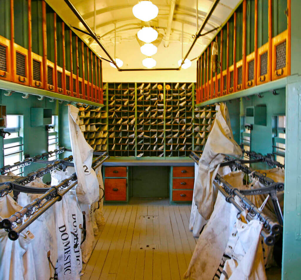 historic mail room and mail bags