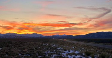 “US Highway 50”
 Eureka, Nevada
  11/12/20
#lonliesthighwayinamerica 
#nevadasunset 
#greatbasin 
#basinandrange 
#nevadadesert