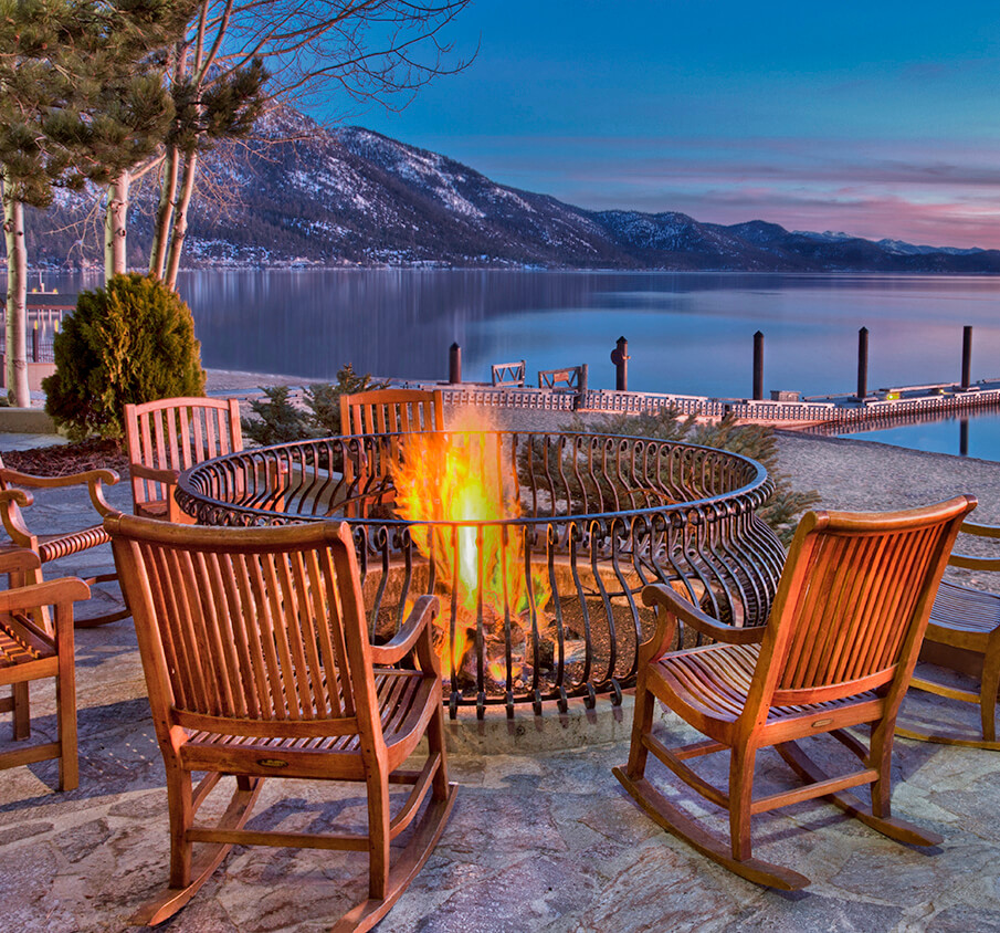 waterfront firepit in north shore lake tahoe